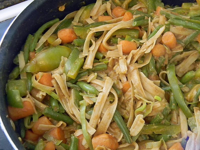  Noodles de arroz con judías verdes